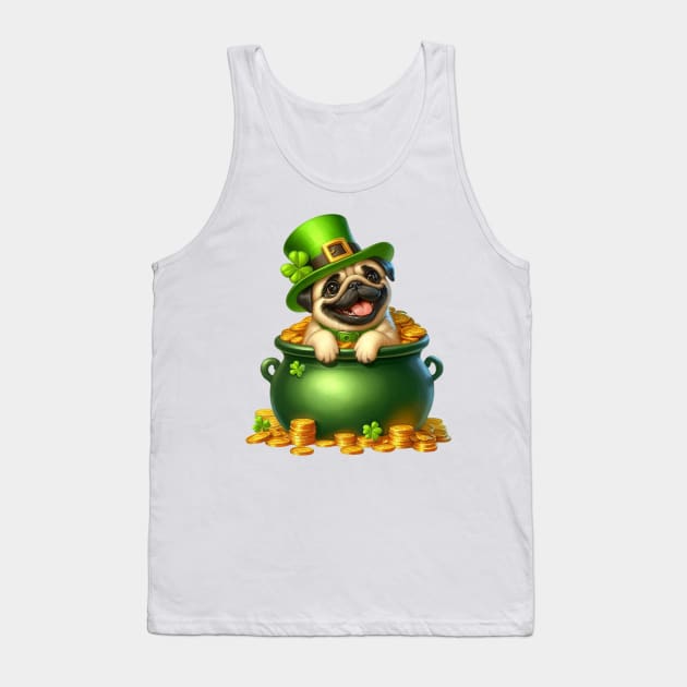 St Patricks Day Pug Dog Tank Top by Chromatic Fusion Studio